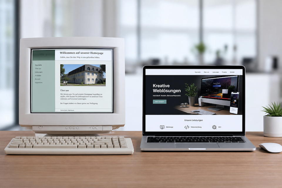 alte vs. moderne Website